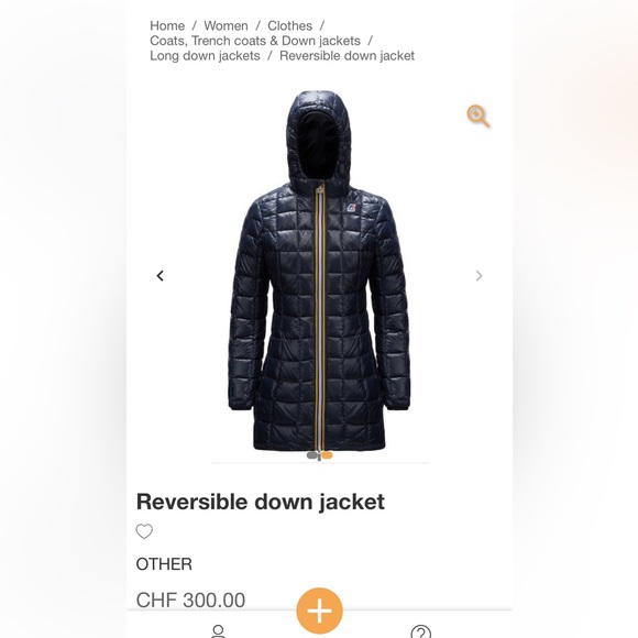 Women’s small K-WAY Denise Thermo Plus 3/4 length jacket navy & pink - Picture 7 of 8